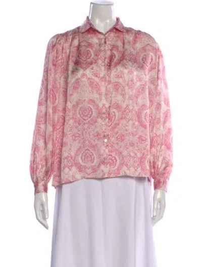 Pre-owned Maje Paisley Print Long Sleeve Blouse In Pink