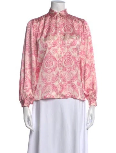 Pre-owned Maje Paisley Print Long Sleeve Blouse In Pink