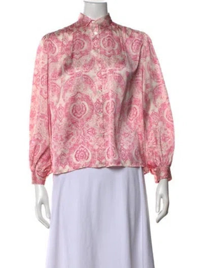 Pre-owned Maje Paisley Print Long Sleeve Blouse In Pink