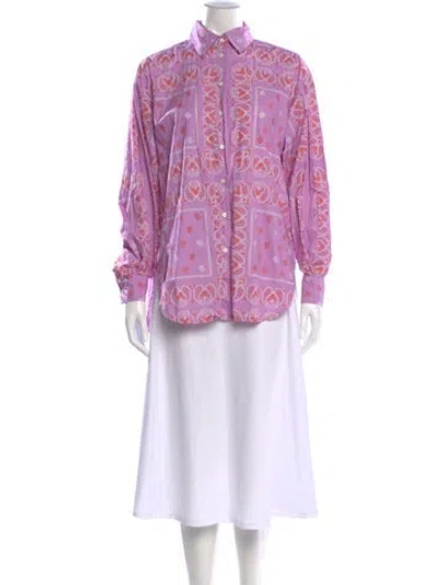 Pre-owned Maje Paisley Print Long Sleeve Blouse In Purple