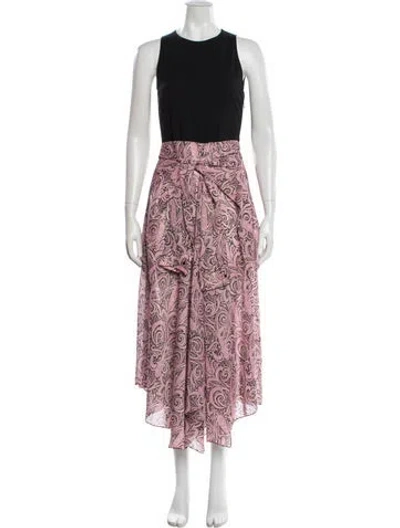 Pre-owned Maje Paisley Print Midi Length Dress In Black