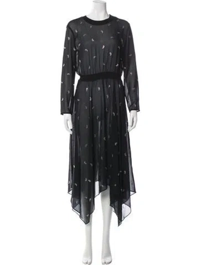 Pre-owned Maje Paisley Print Midi Length Dress In Black