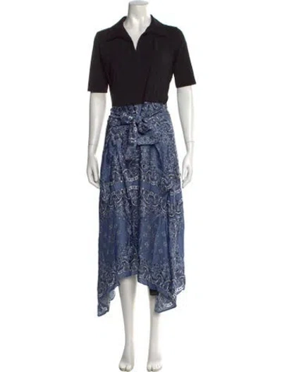 Pre-owned Maje Paisley Print Midi Length Dress In Blue