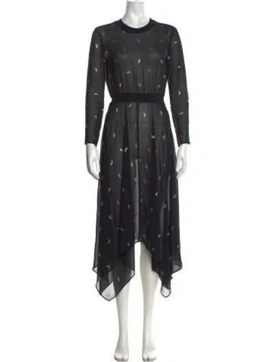 Pre-owned Maje Paisley Print Midi Length Dress W/ Tags In Black