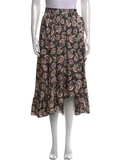 Pre-owned Maje Paisley Print Midi Length Skirt In Black