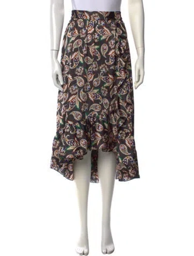 Pre-owned Maje Paisley Print Midi Length Skirt In Black