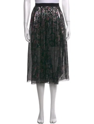 Pre-owned Maje Paisley Print Midi Length Skirt In Silver
