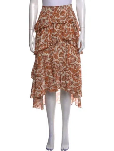 Pre-owned Maje Paisley Print Midi Length Skirt W/ Tags In Neutrals