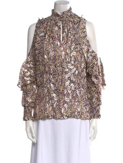 Pre-owned Maje Paisley Print Mock Neck Blouse W/ Tags