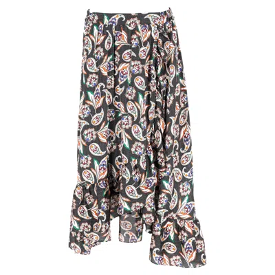 Maje Paisley Print Ruffled Midi Skirt In Multicolor Polyester