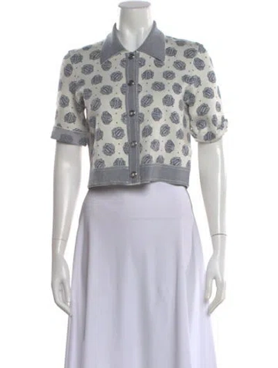Pre-owned Maje Paisley Print Short Sleeve Button-up Top W/ Tags In White