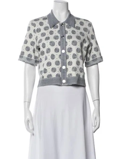 Pre-owned Maje Paisley Print Short Sleeve Polo In White
