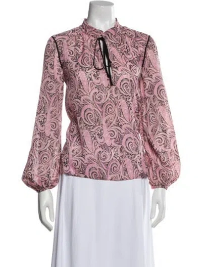 Pre-owned Maje Paisley Print Tie Neck Blouse