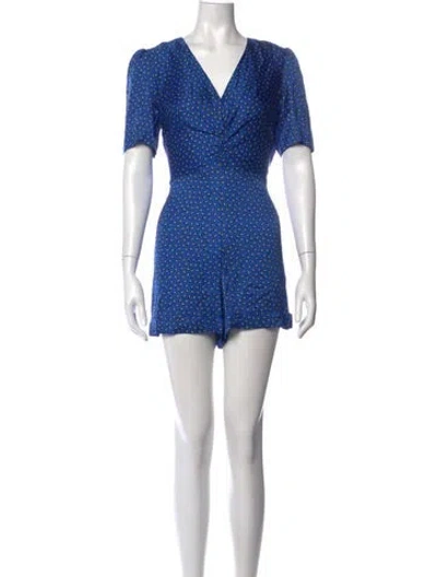 Pre-owned Maje Paisley Print V-neck Romper In Blue