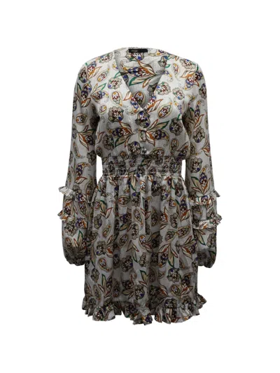 Pre-owned Maje Paisley Ruffle Mini Dress In Neutral