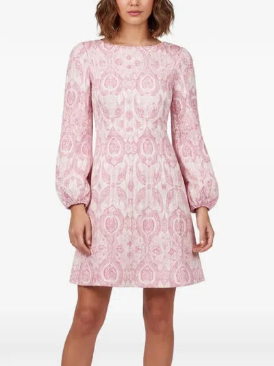 Pre-owned Maje Paisley-print Plissé Mini Dress In Neutrals