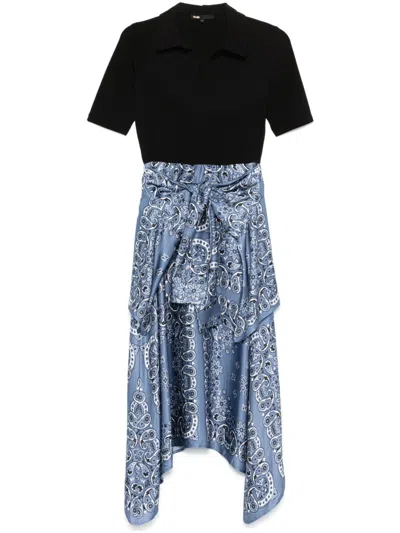 Maje Panelled Midi Dress In Black