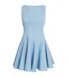 Maje Womens Boat-neck Flared Cotton-blend Mini Dress Bleus In Blue