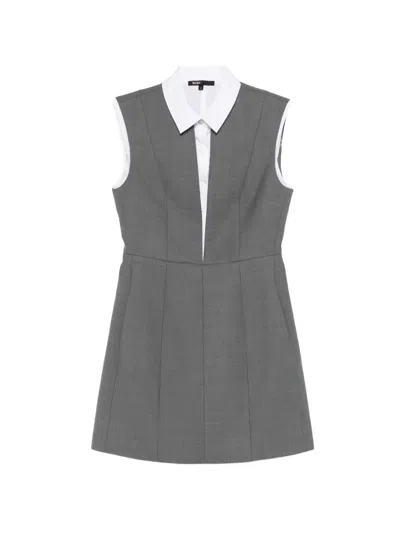 Maje Panelled Mini Dress In Gray