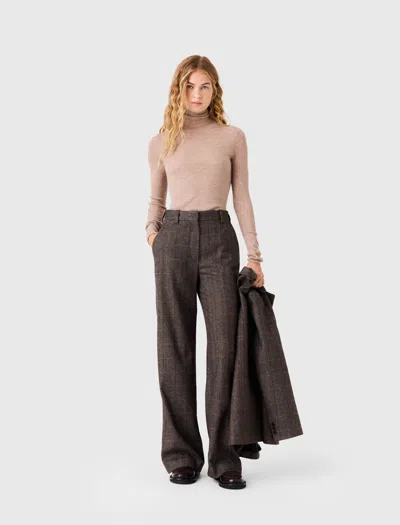 Maje Pantalon De Tailleur À Carreaux In Brown