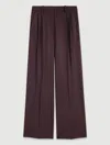 Maje Pantalon De Tailleur Large In Marron