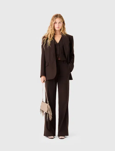 Maje Pantalon De Tailleur Strassé In Brown