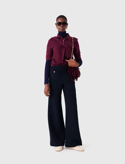 Maje Pantalon En Tweed In Marine