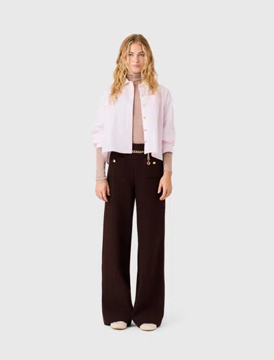 Maje Pantalon En Tweed In Brown