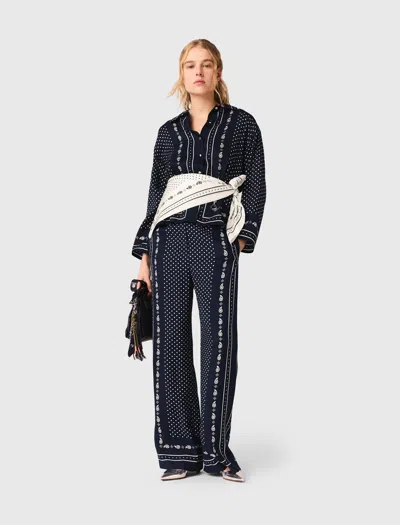 Maje Pantalon Fluide Imprimé In Black