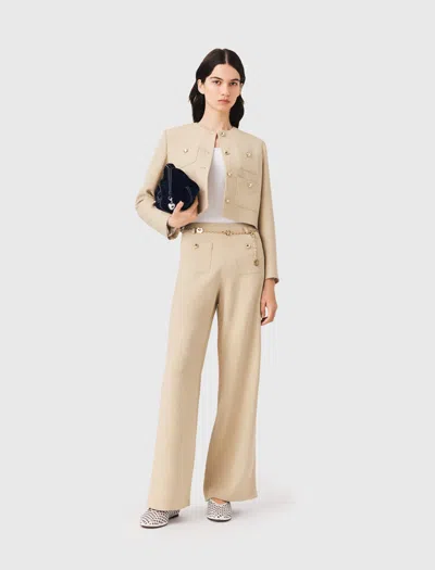 Maje Pantalon Tailleur En Lin Mélangé In Neutral