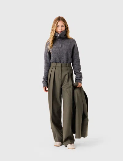 Maje Pantalon Tailleur Large Avec Plis In Brown