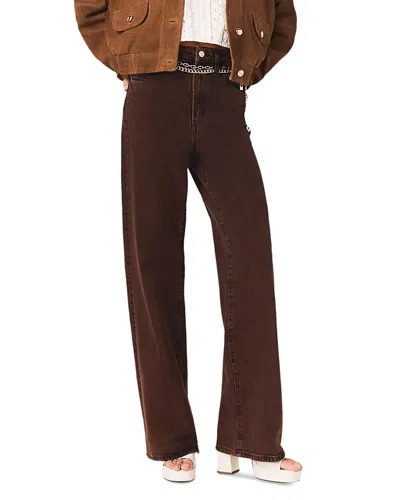 Maje Pantinbrown Mid Rise Bootcut Jeans In Brown