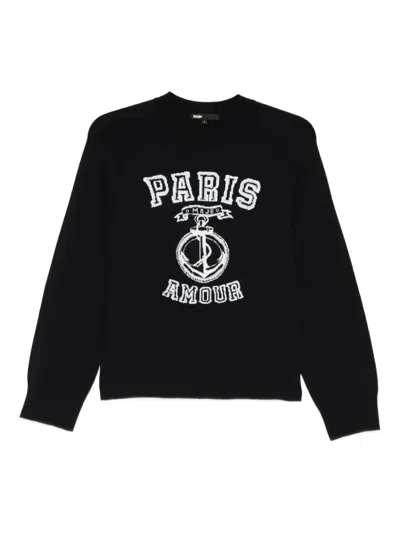 Maje Paris Motif Sweatshirt In Black