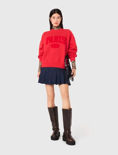 Maje Sweatshirt Avec Lettrage Paris Ny In Red