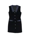 Maje Patch-pocket Button Mini Dress In Blue
