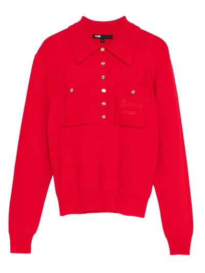 Maje Patch-pocket Buttoned Top In Red