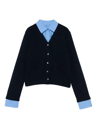Maje Patch-pockets Button-up Cardigan In Blue
