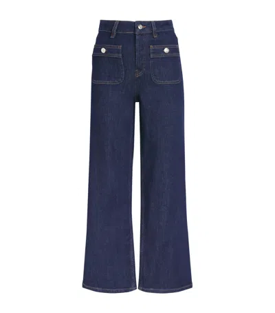 Maje Patch-pockets Flared Jeans In Blue