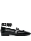 Maje Patent-leather Ballerina Shoes In Noir