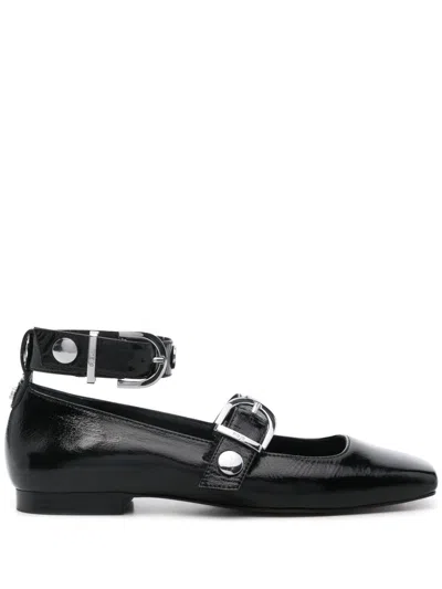 Maje Patent-leather Ballerina Shoes In Noir