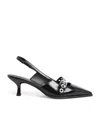 Maje Leather Pumps With Eyelet Strap In Black