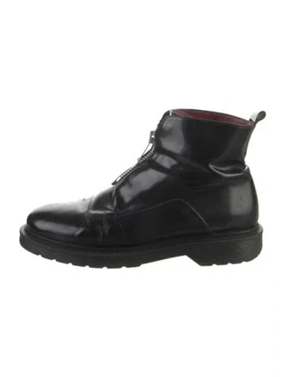 Pre-owned Maje Patent Leather Combat Boots In Black