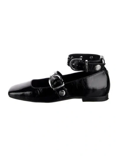 Pre-owned Maje Patent Leather Mary Jane Flats In Black