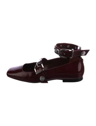 Pre-owned Maje Patent Leather Mary Jane Flats In Burgundy