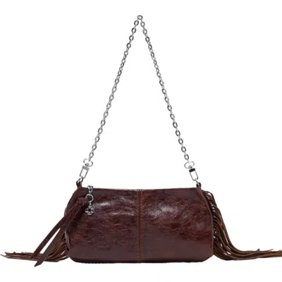 Maje Patent Leather Miss M Clutch Bag In Brown