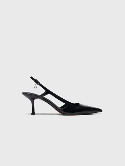 Maje Patent Leather Slingback Pumps In Black