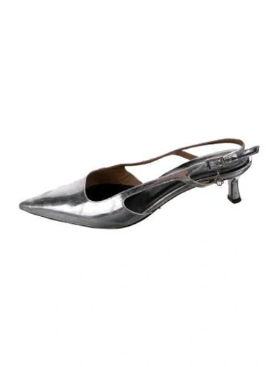 Pre-owned Maje Patent Leather Slingback Pumps In Silver