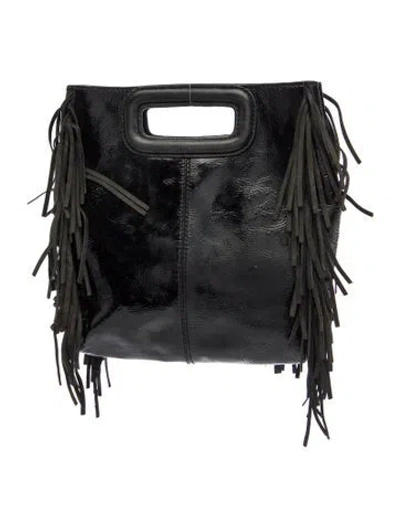 Pre-owned Maje Patent Leather Top Handle Bag In Black