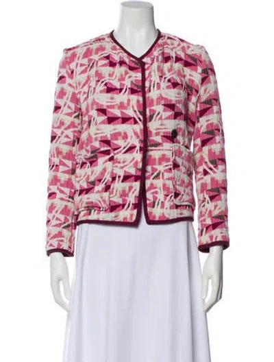 Pre-owned Maje Patterned Blazer In Pink