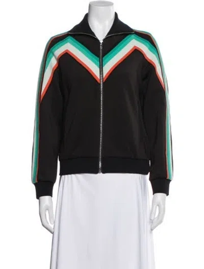 Pre-owned Maje Patterned Bomber Jacket In Black